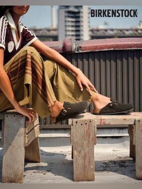 Birkenstock Mocha Suede Clog with Copper Buckle NWOT